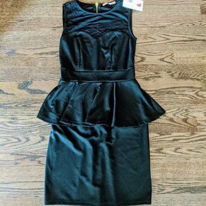 Casual Couture Peplum Black Mesh Blend Dress Sz S